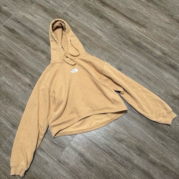 The north face camel cropped Hoodie tan hooded sweatshirt m - Picture 1 of 9